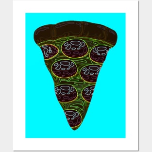 Psychedelic Pepperoni Pizza Design Posters and Art